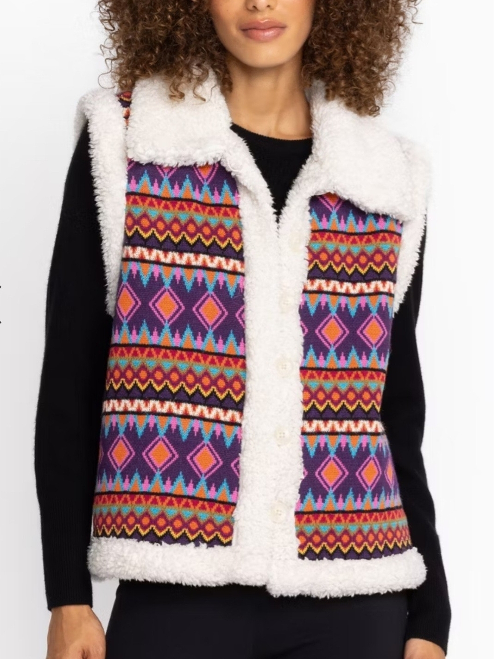 Johnny Was Yuya Alpaca Sherpa Reversible Vest